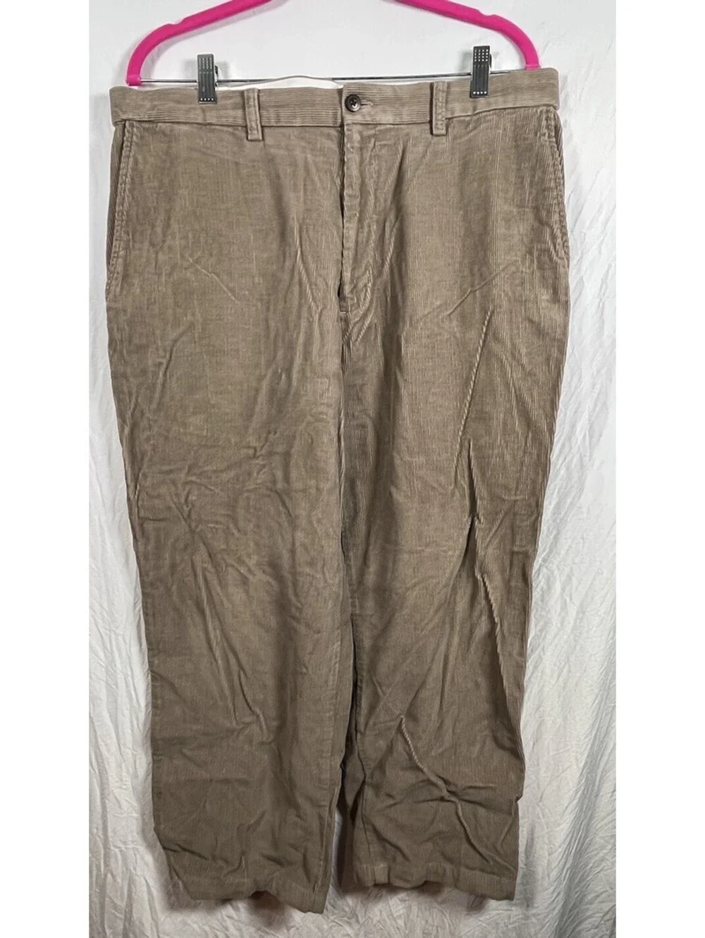 Haggar Mens 38x29 Tan Pant Corduroy Zip Fly Classic Fit Pockets